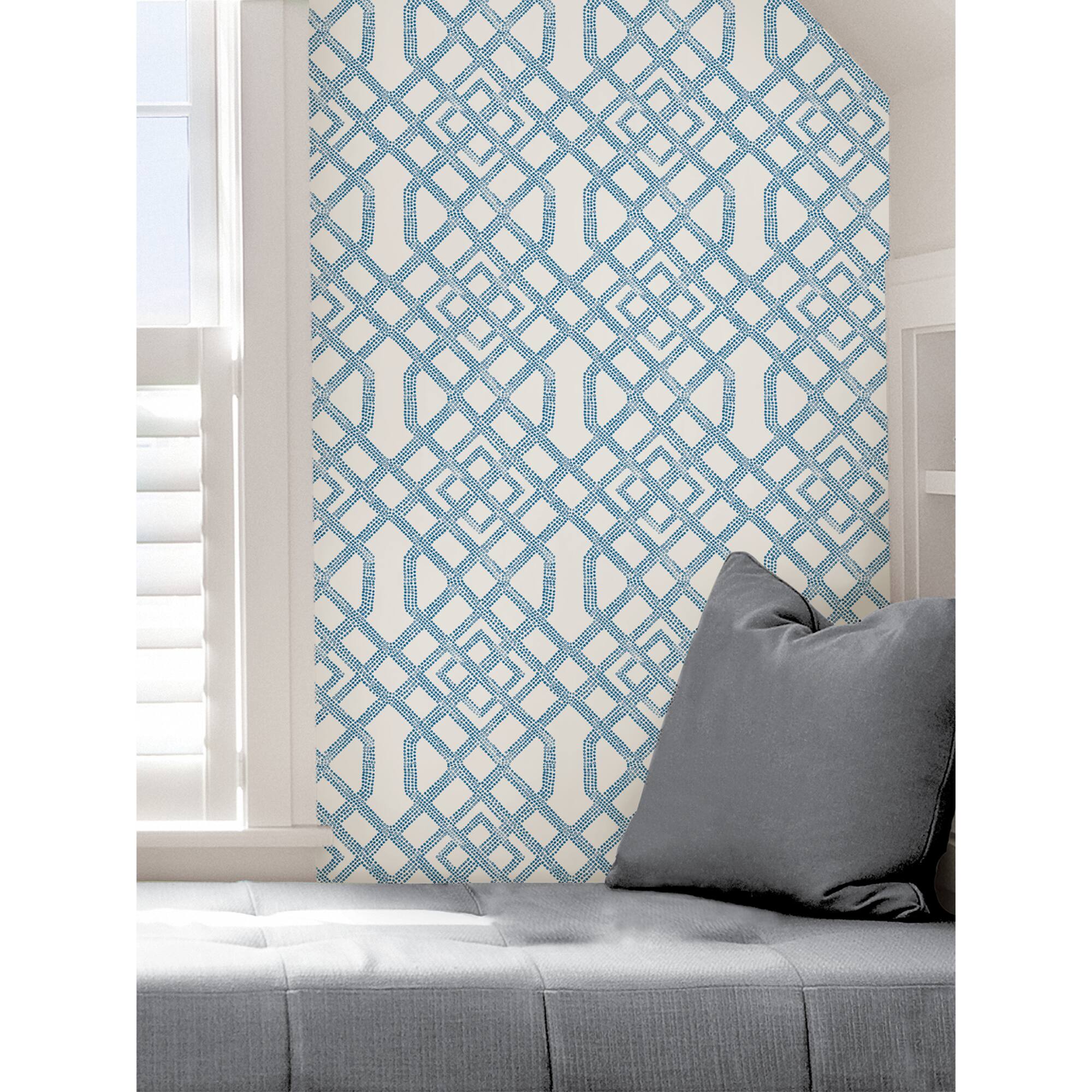 NuWallpaper Blue Tanner Peel & Stick Wallpaper